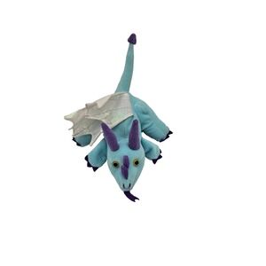 Caltoy Plush Dragon Aqua Blue Purple Horns Tail Shiny Wings Stuffed Toy 14" 2000